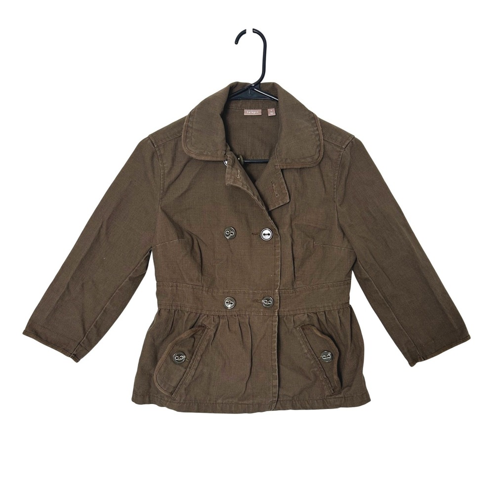 Y2K Halogen Jacket Women S Brown Double Breasted Peplum Cotton Utility new york